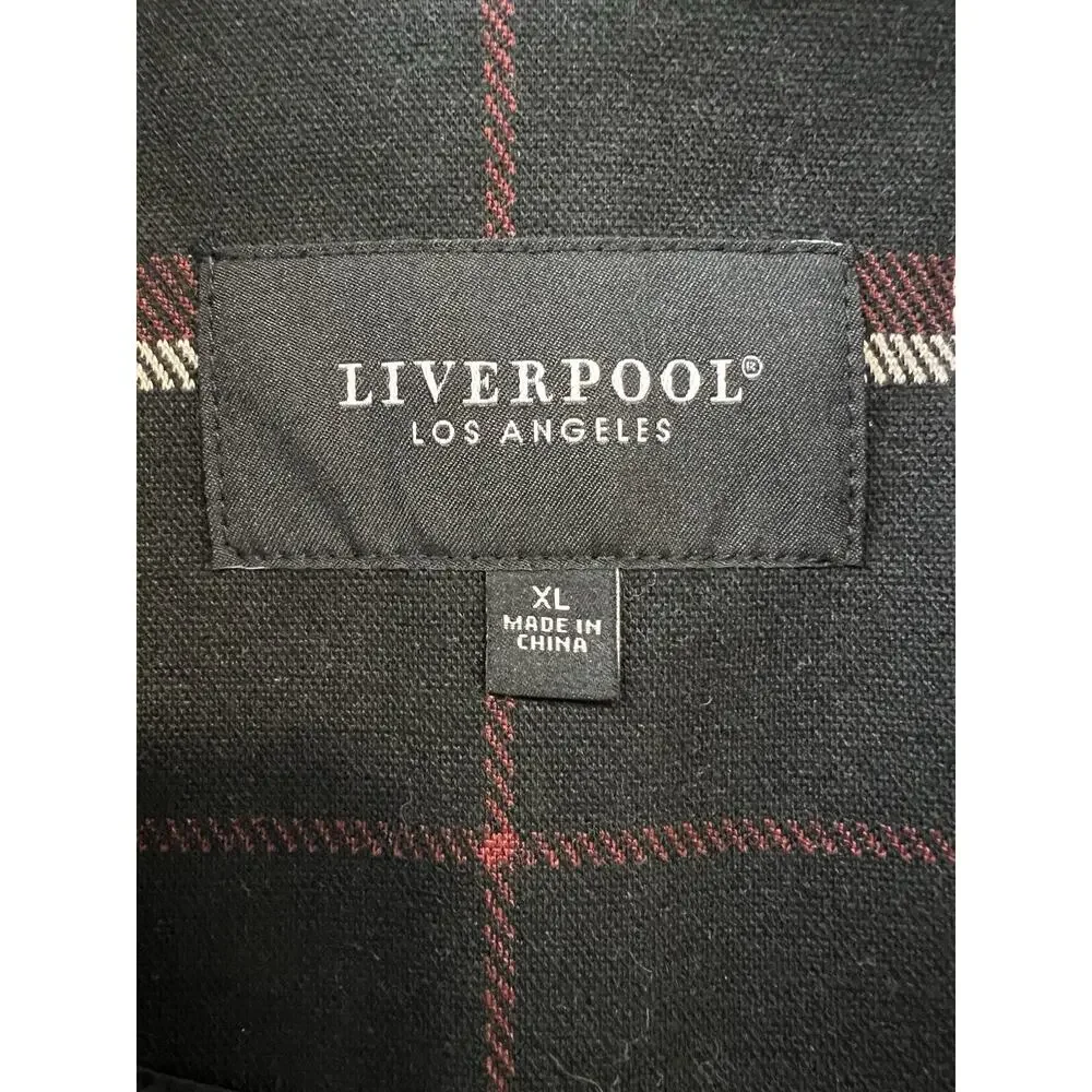 Liverpool Los Angeles Boyfriend Blazer Plaid Open Front Relax Pockets Women's XL
